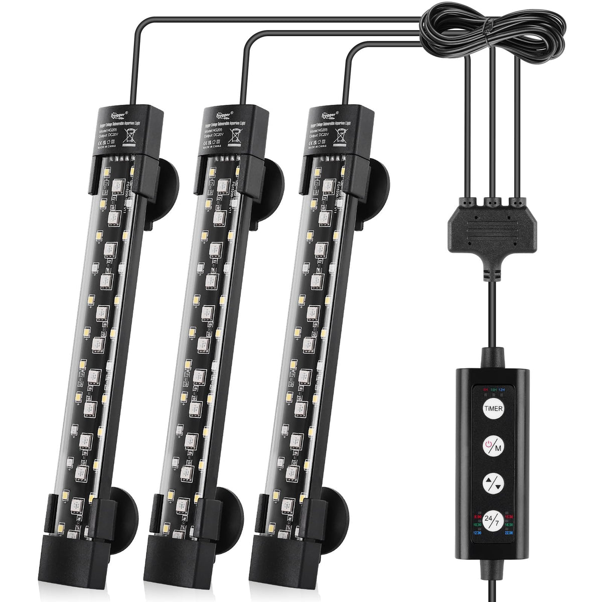 Hygger dual-channel LED light, front view, enabling natural day-night cycles for aquariums.