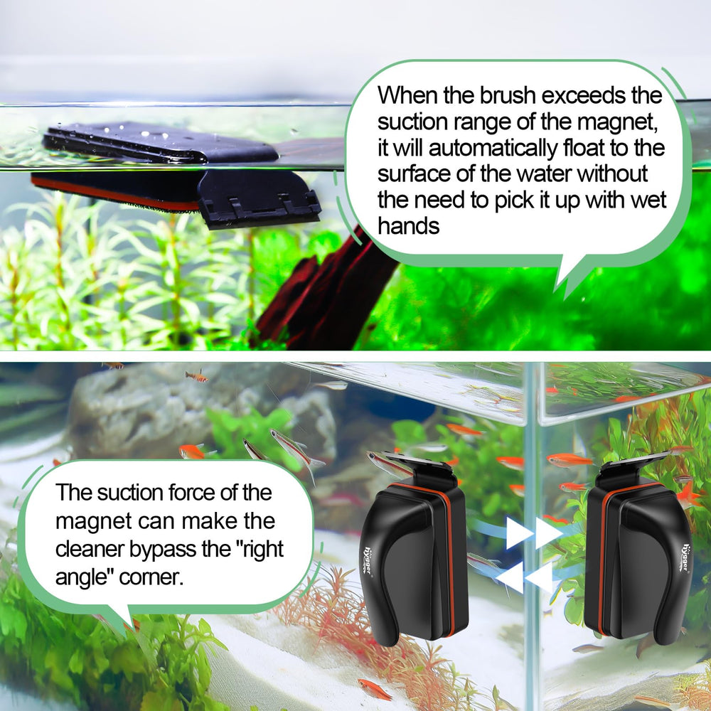 Hygger dual-sided cleaning works on inside and outside glass in one pass.