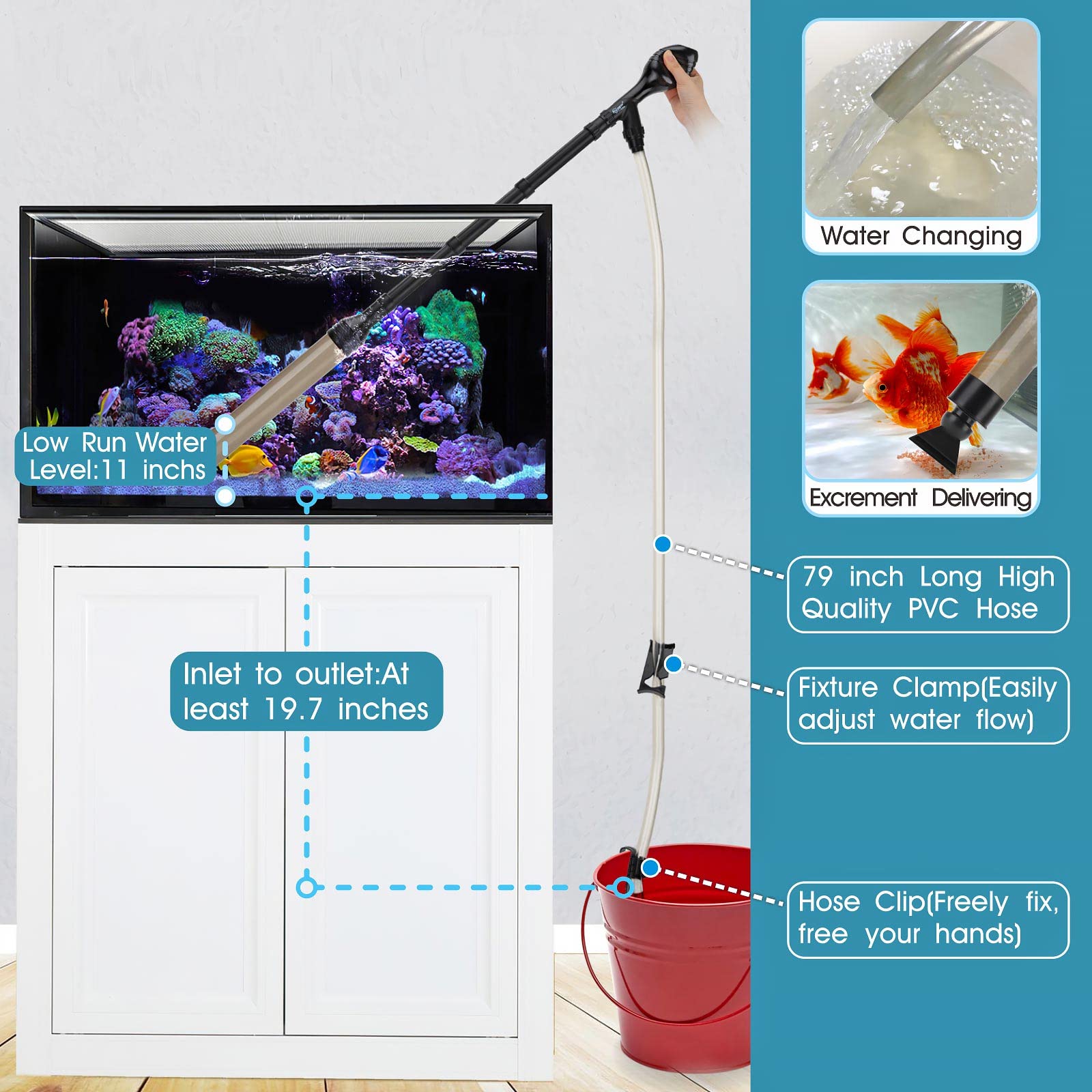 Hygger duckbill suction inlet prevents debris from harming fish