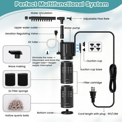 Hygger durable ABS plastic body emphasizes long-lasting tank filtration.