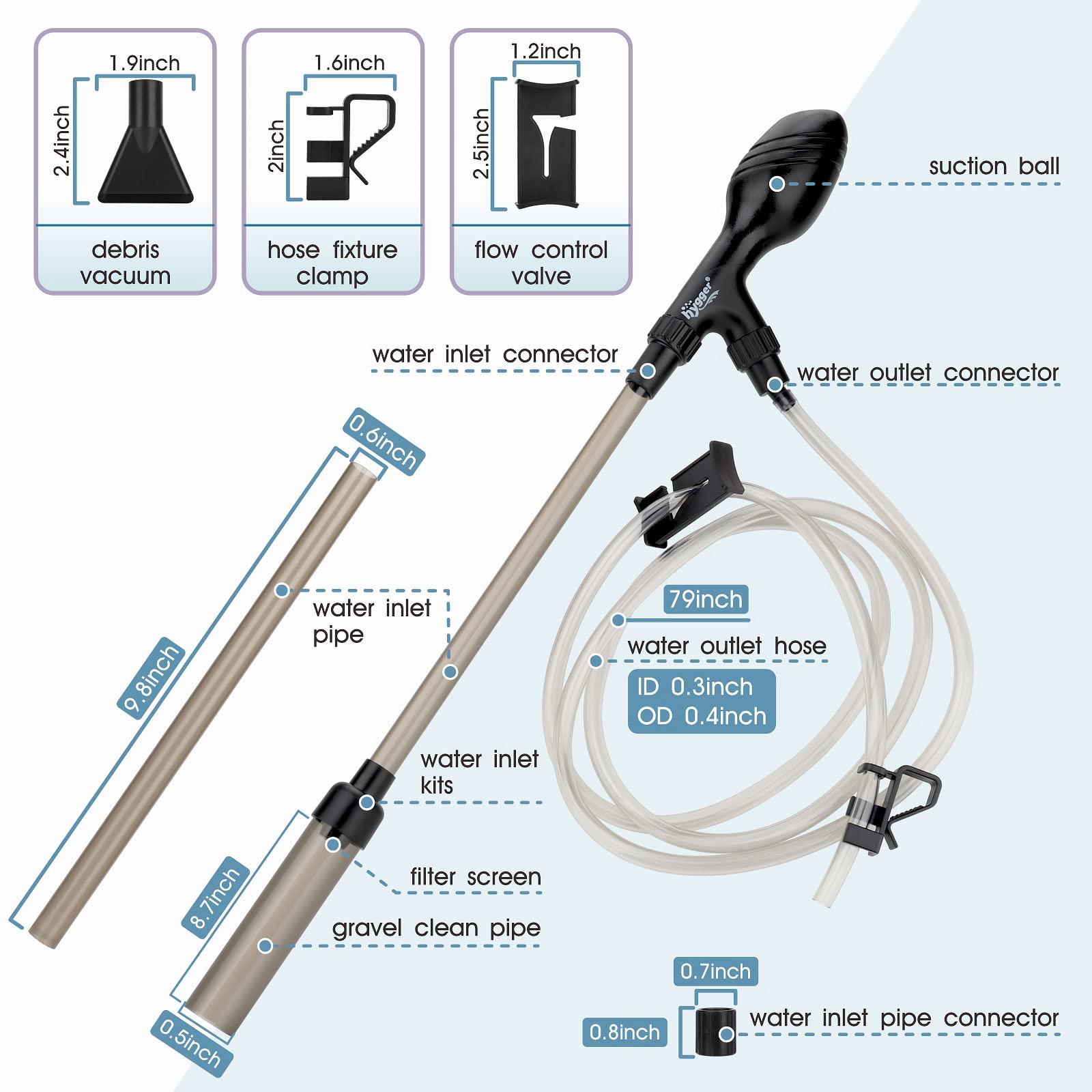 Hygger EVA material gravel vacuum resists leaks and lasts longer.