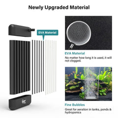 Hygger EVA material bubbler highlighting non-clogging design