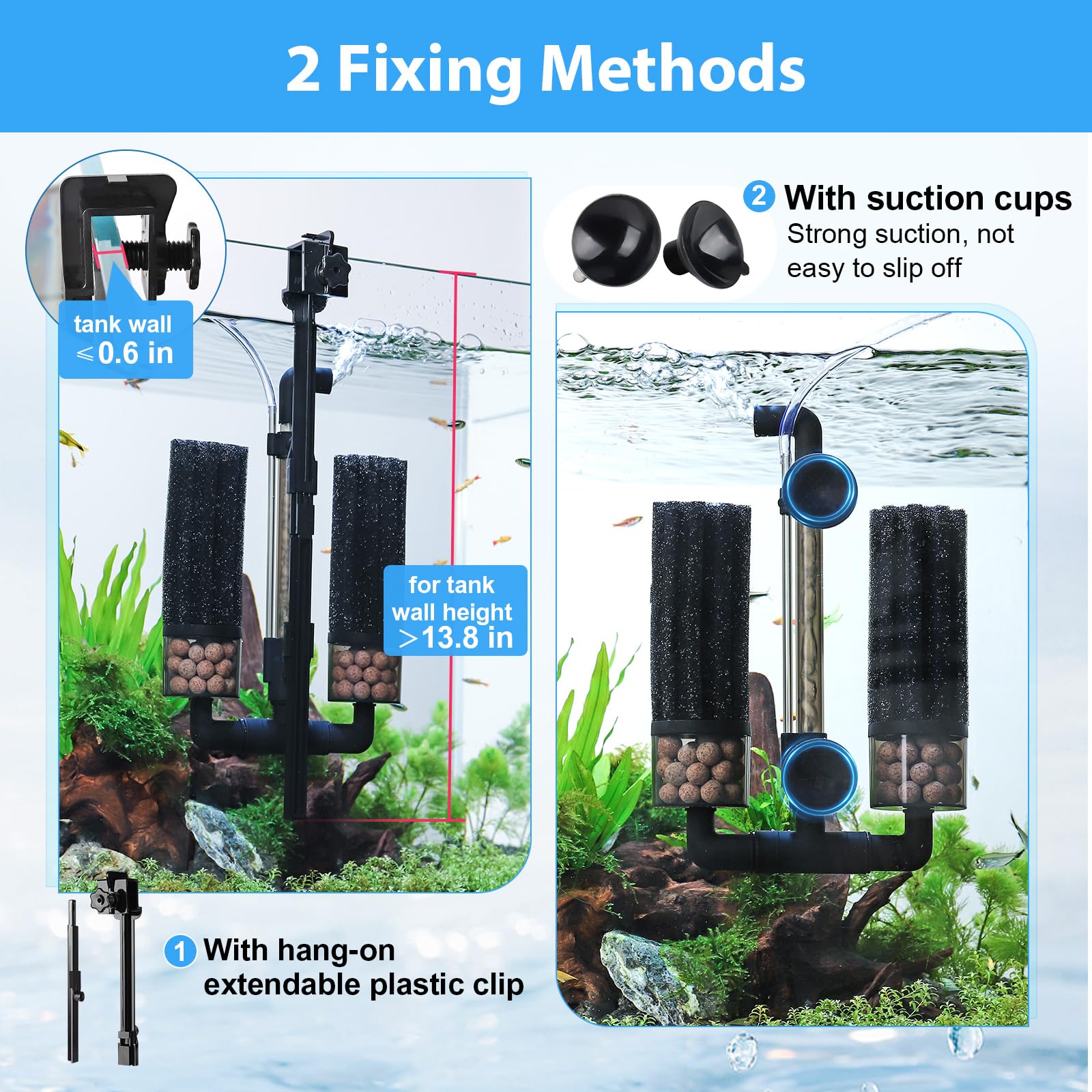 Hygger extendable clip installation for flexible mounting