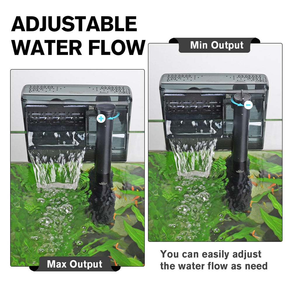 Hygger extendable intake tube adapts to deeper tanks for flexibility.