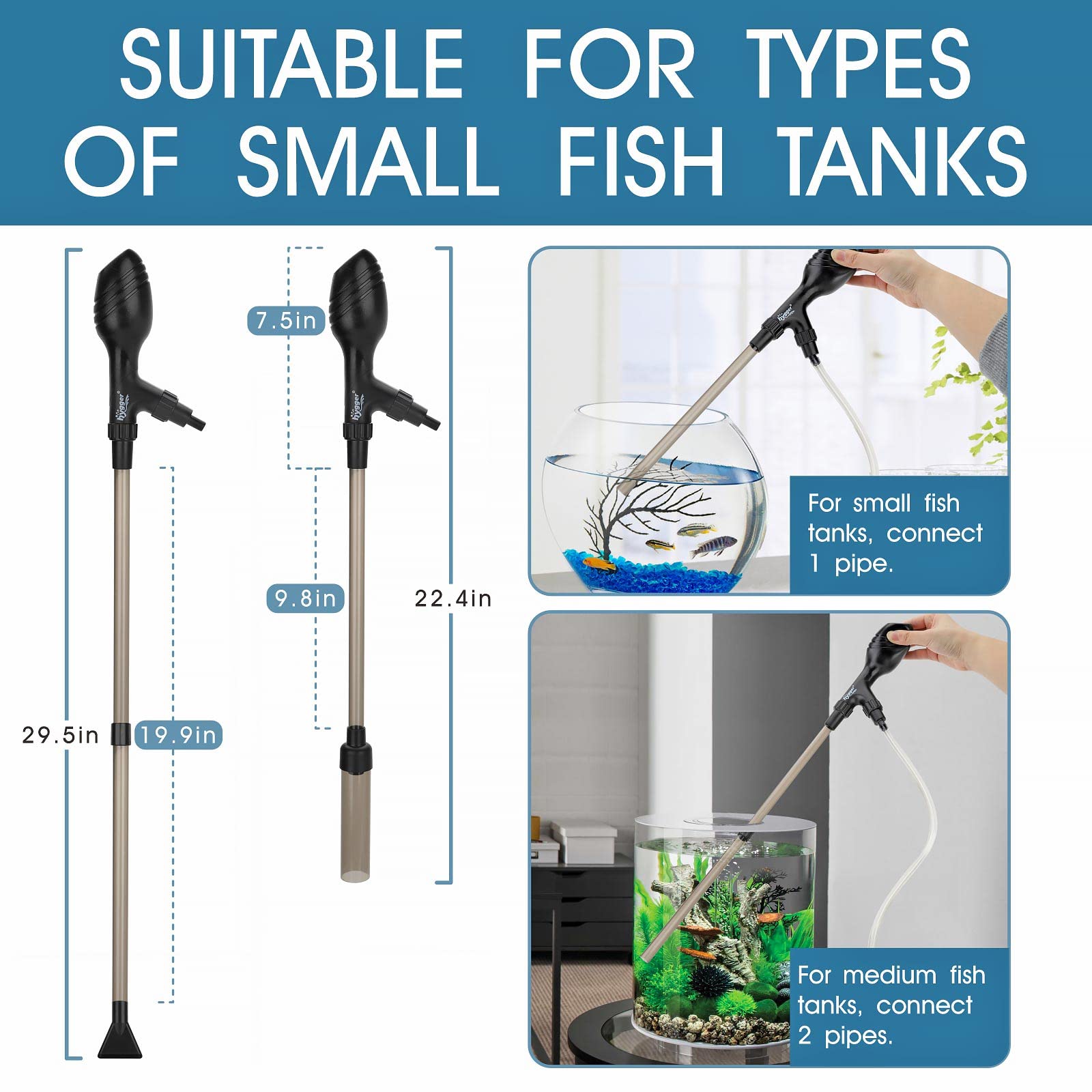 Hygger extendable tubes enable flexible setup for different tank sizes.
