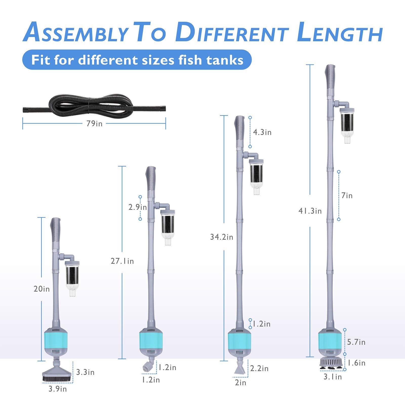Hygger extension tube kit extended to reach deep tank areas.