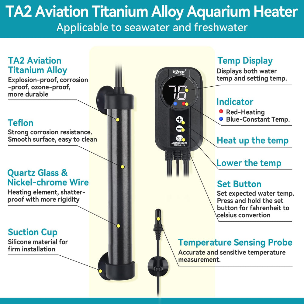 Hygger external temperature probe provides accurate readings for safe adjustments.