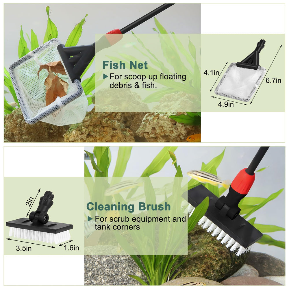 Hygger fish net makes safe transfers and debris removal easy.