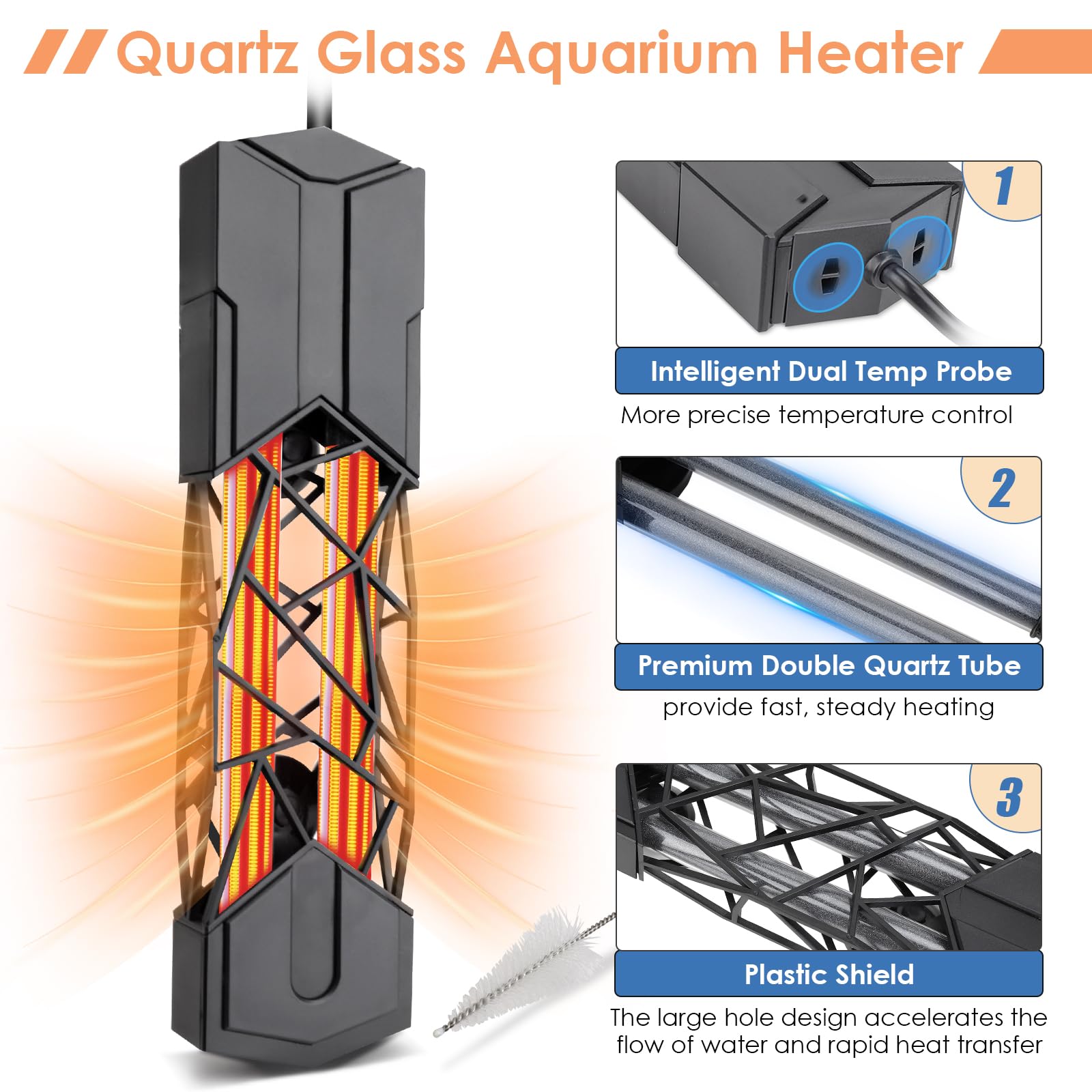 Hygger over-temperature protection with dual probes for safety.