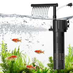 Hygger internal filter front view showing compact design and placement in a tank