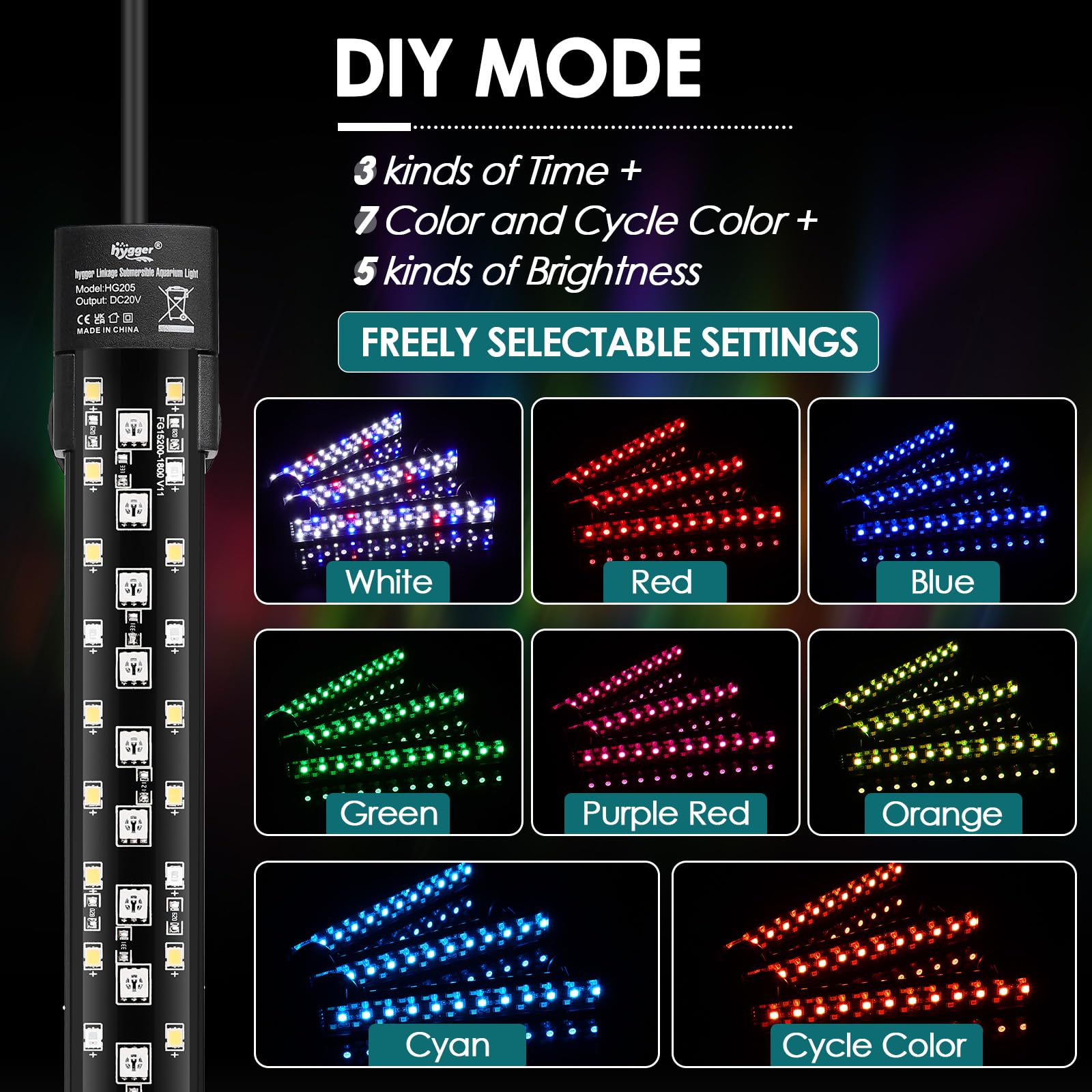 Hygger IP68 submersible LED light inside tank for immersive lighting.
