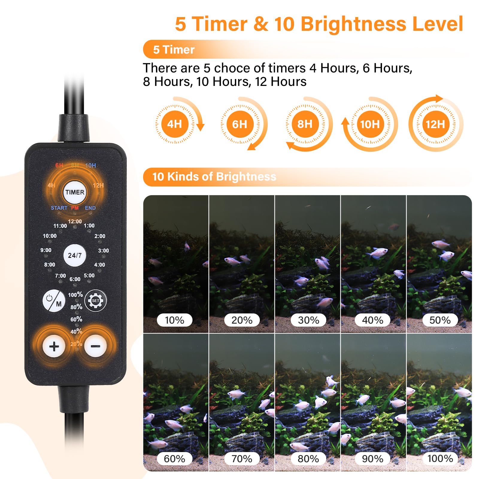 hygger IP68 waterproof aquarium light is fully submersible for safe underwater use