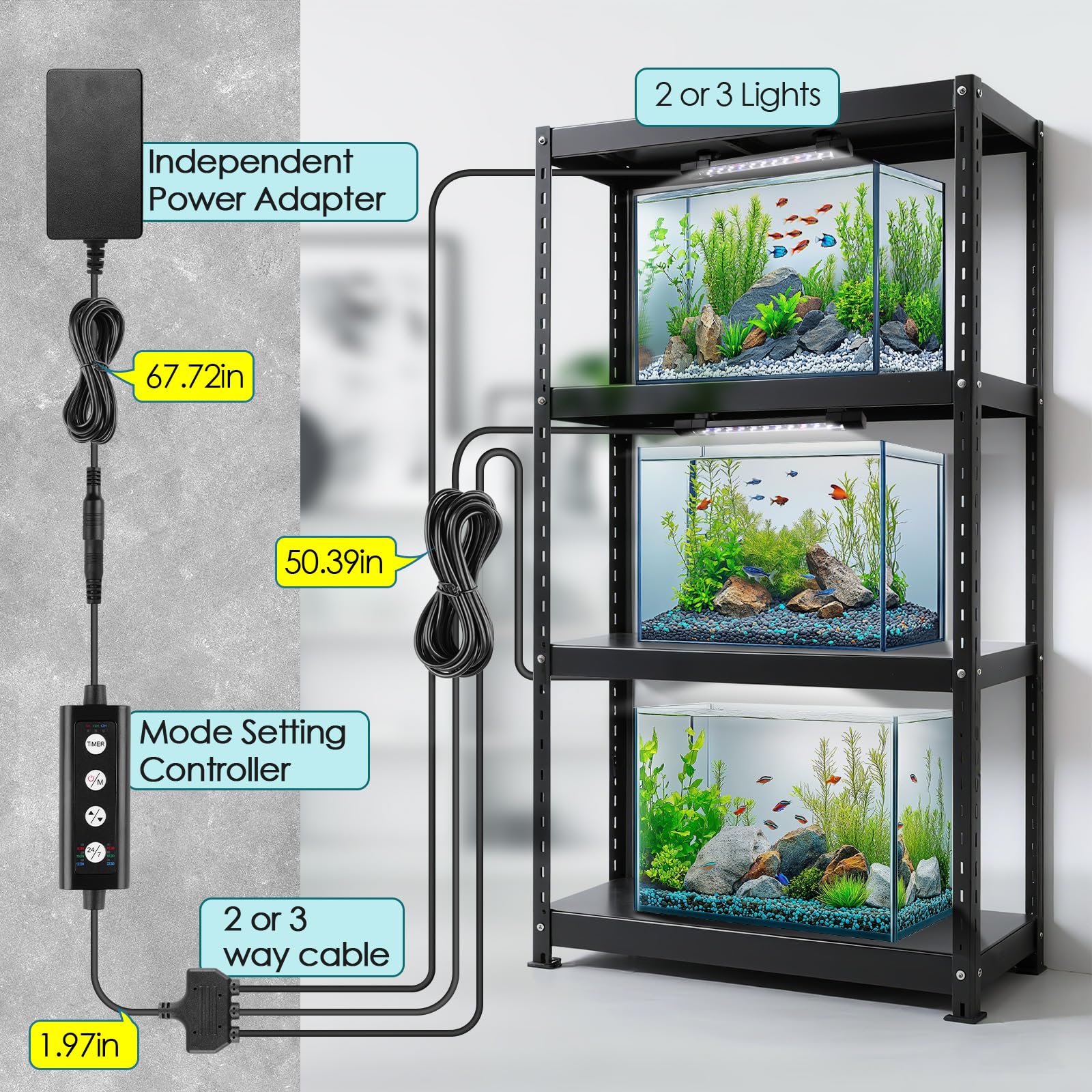 Hygger IP68 waterproof aquarium light suitable for wet environments.