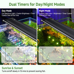 Hygger day-night cycle mode provides a natural rhythm for your tank.