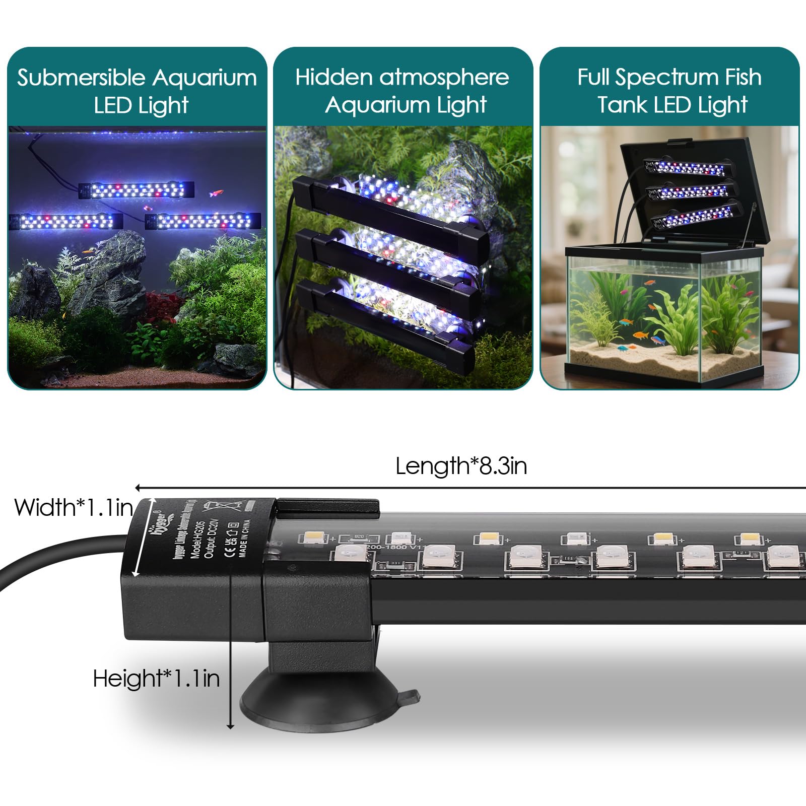 Hygger LED light under the lid, stealth installation option.