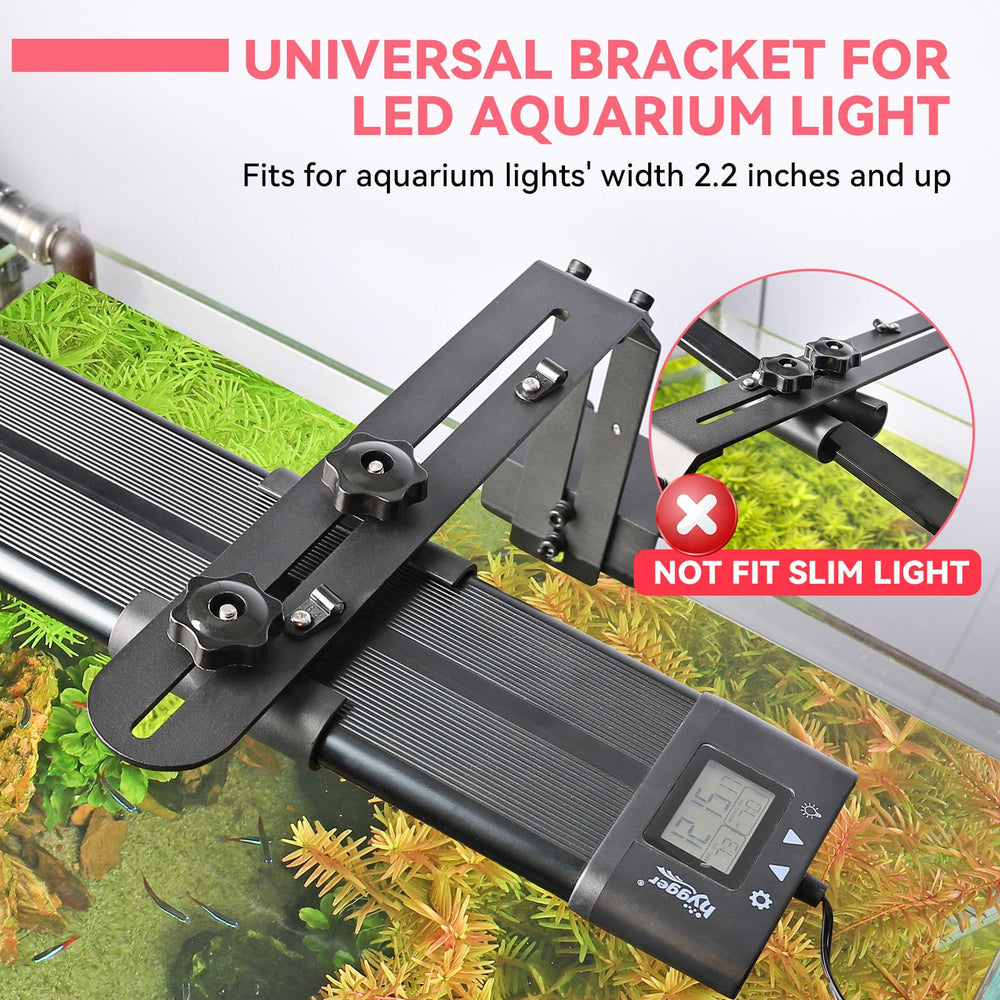 Hygger light holder universal fit compatible with Hygger and most long LEDs for flexible setups.