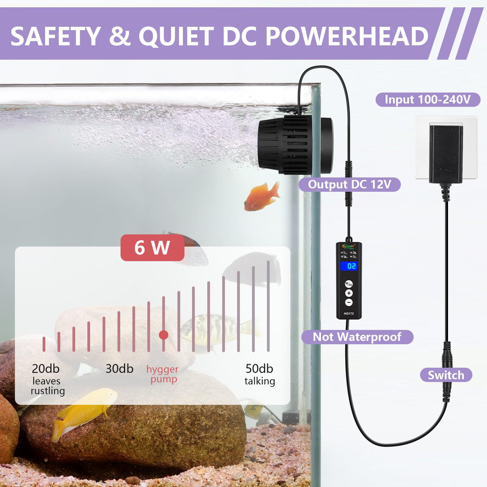 hygger Lite Wave Maker operates quietly while circulating water in your aquarium.