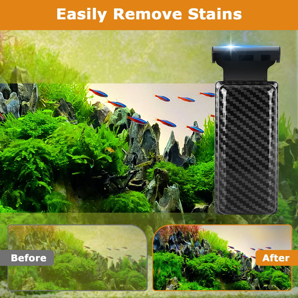 hygger magnetic fish tank cleaner inner board scrubbing algae underwater