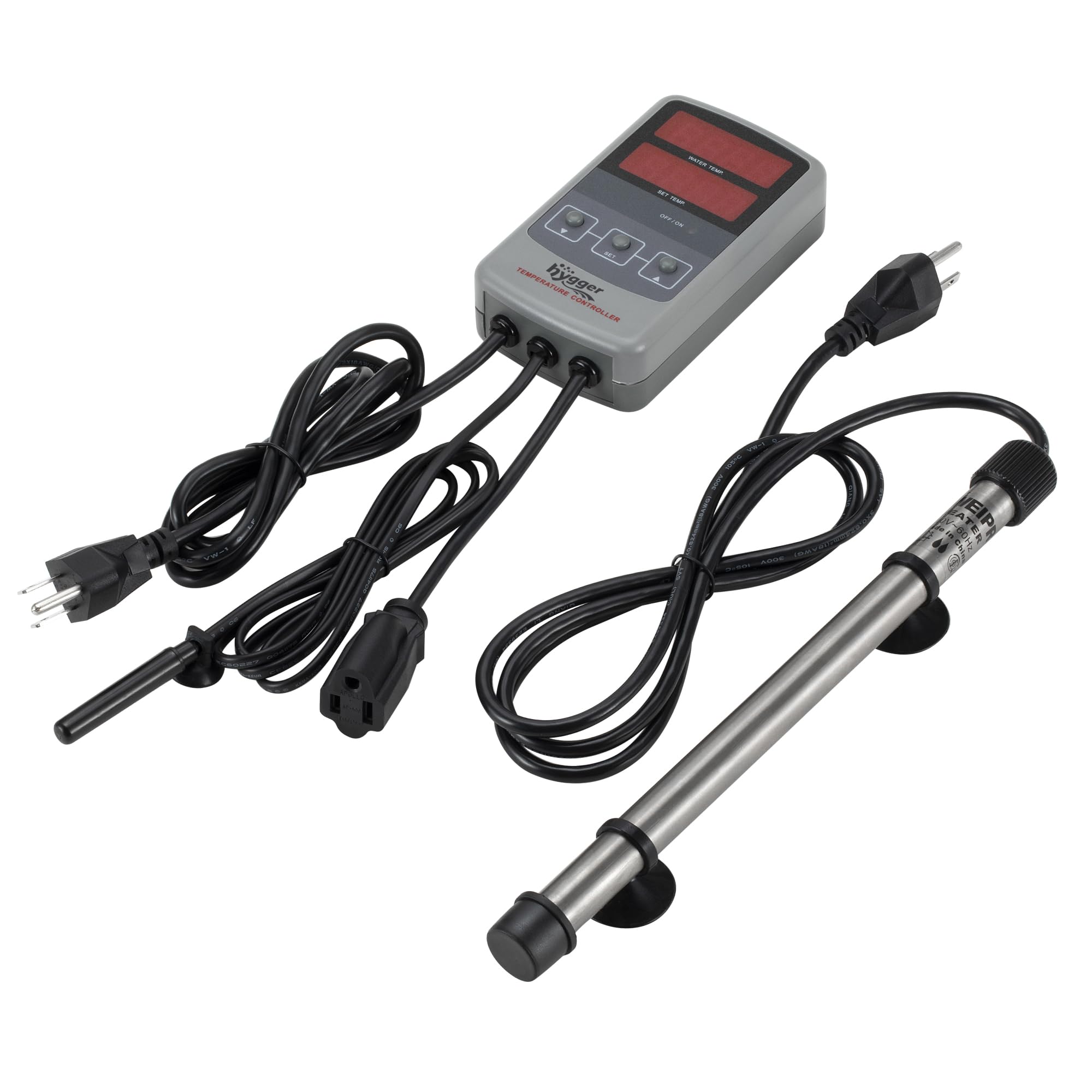 hygger Marine 500W heater front view with digital display for precise temperature monitoring