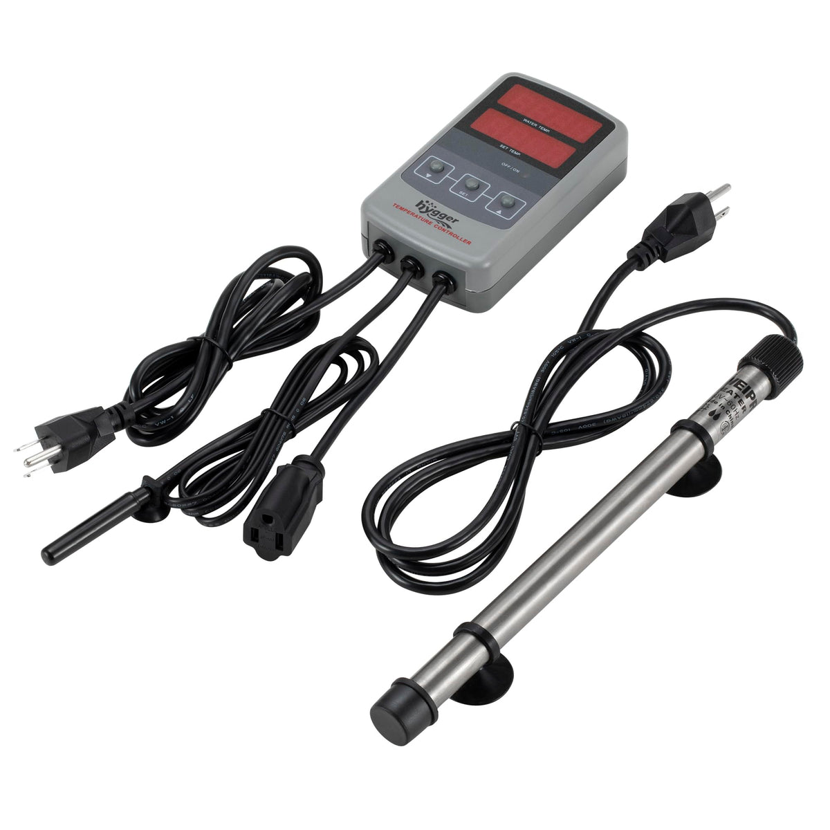 hygger Marine 500W heater front view with digital display for precise temperature monitoring