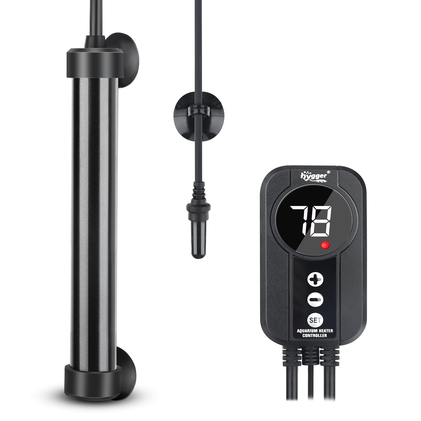 Hygger 50W marine aquarium heater for compact heating in 10-15 gallon tanks.