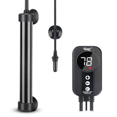 Hygger 50W marine aquarium heater for compact heating in 10-15 gallon tanks.