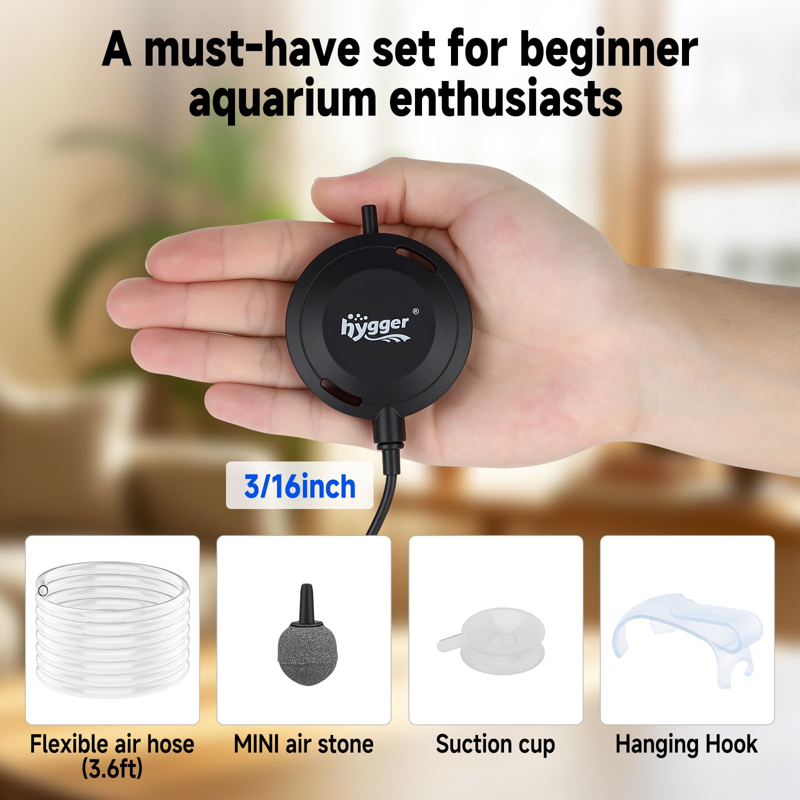 hygger MINI 1.5W installation options with suction cups for secure mounting.