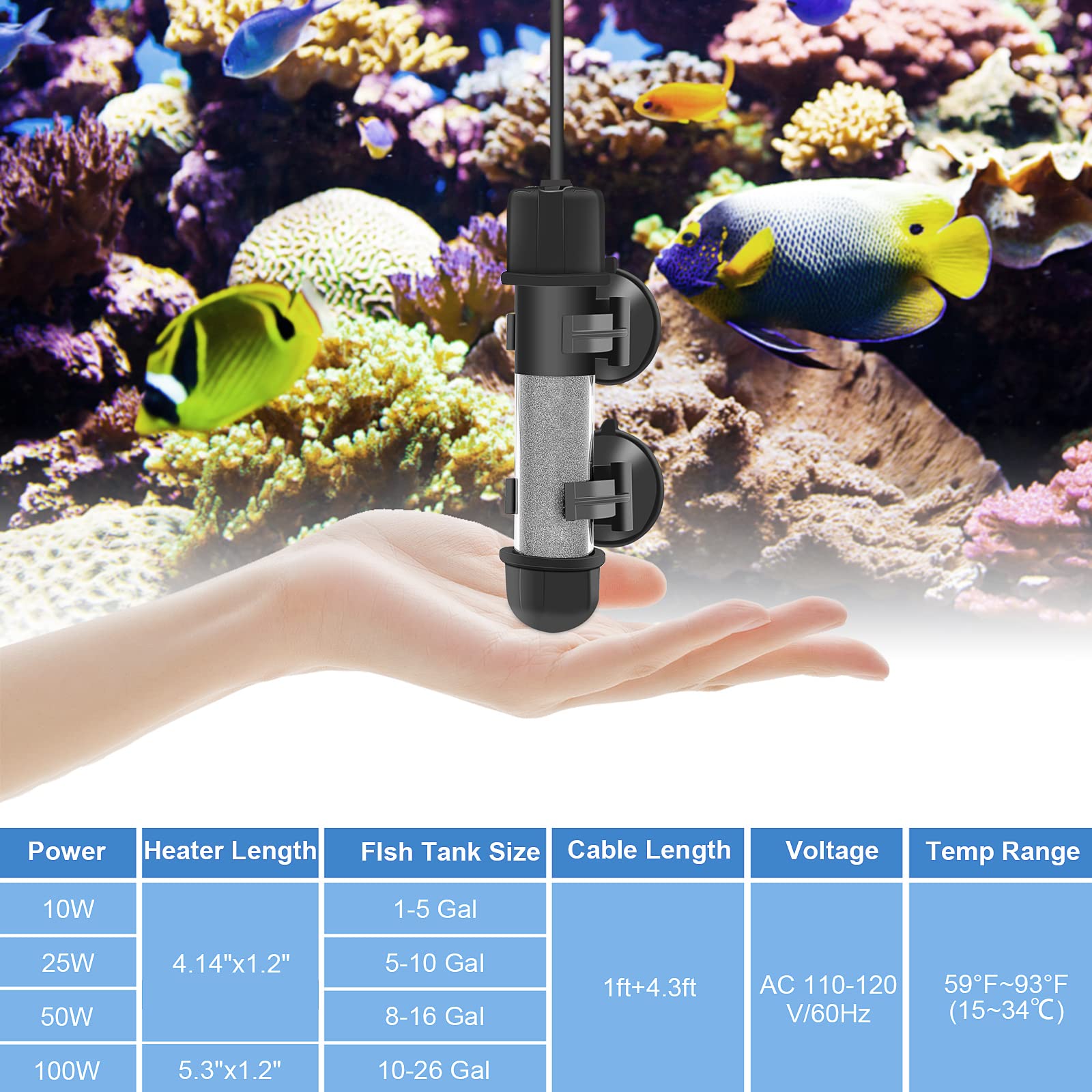 hygger mini heater fits tight spaces in small tanks