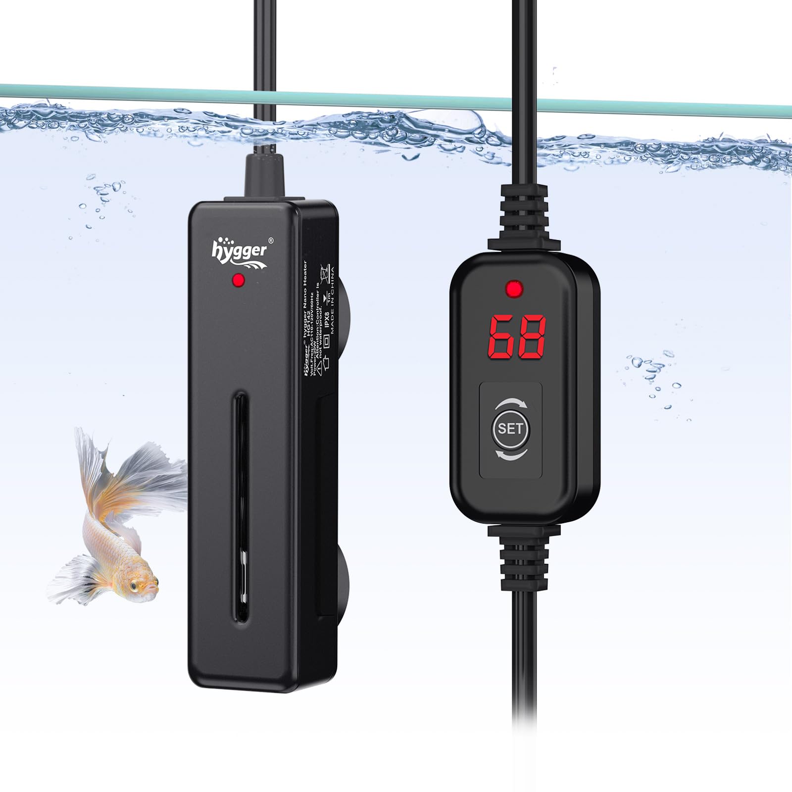 hygger mini heater with digital display for precise temp control in small tanks