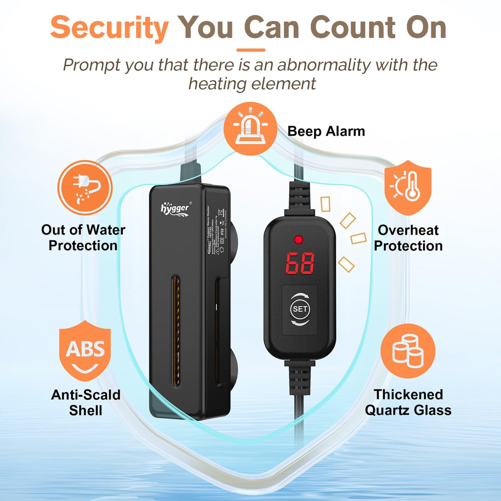 hygger mini heater external controller provides precise temperature tuning.