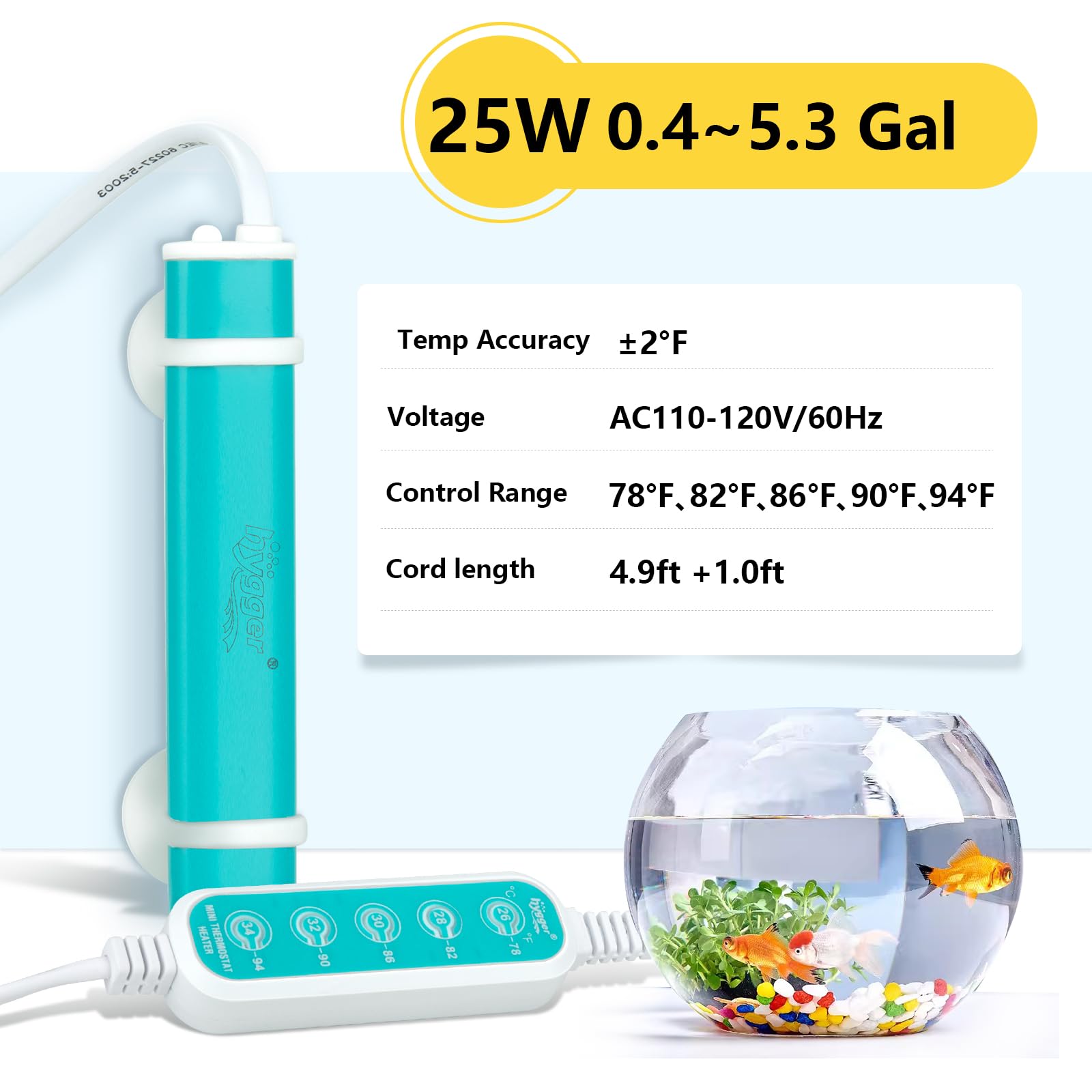 Hygger cleaning-friendly exterior with a smooth surface and readable cord.
