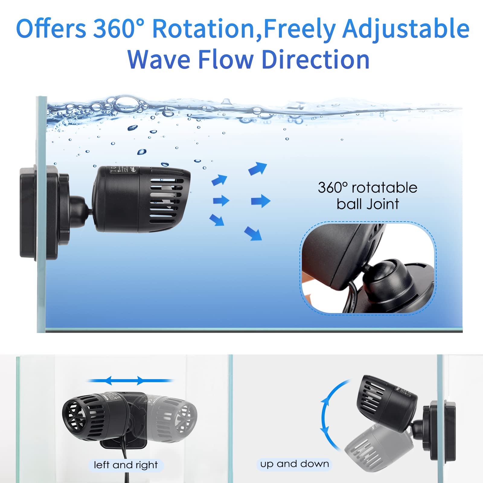 Hygger Wave Maker delivers up to 530 GPH flow for 15-40 gallon tanks.