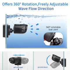 Hygger Wave Maker delivers up to 530 GPH flow for 15-40 gallon tanks.
