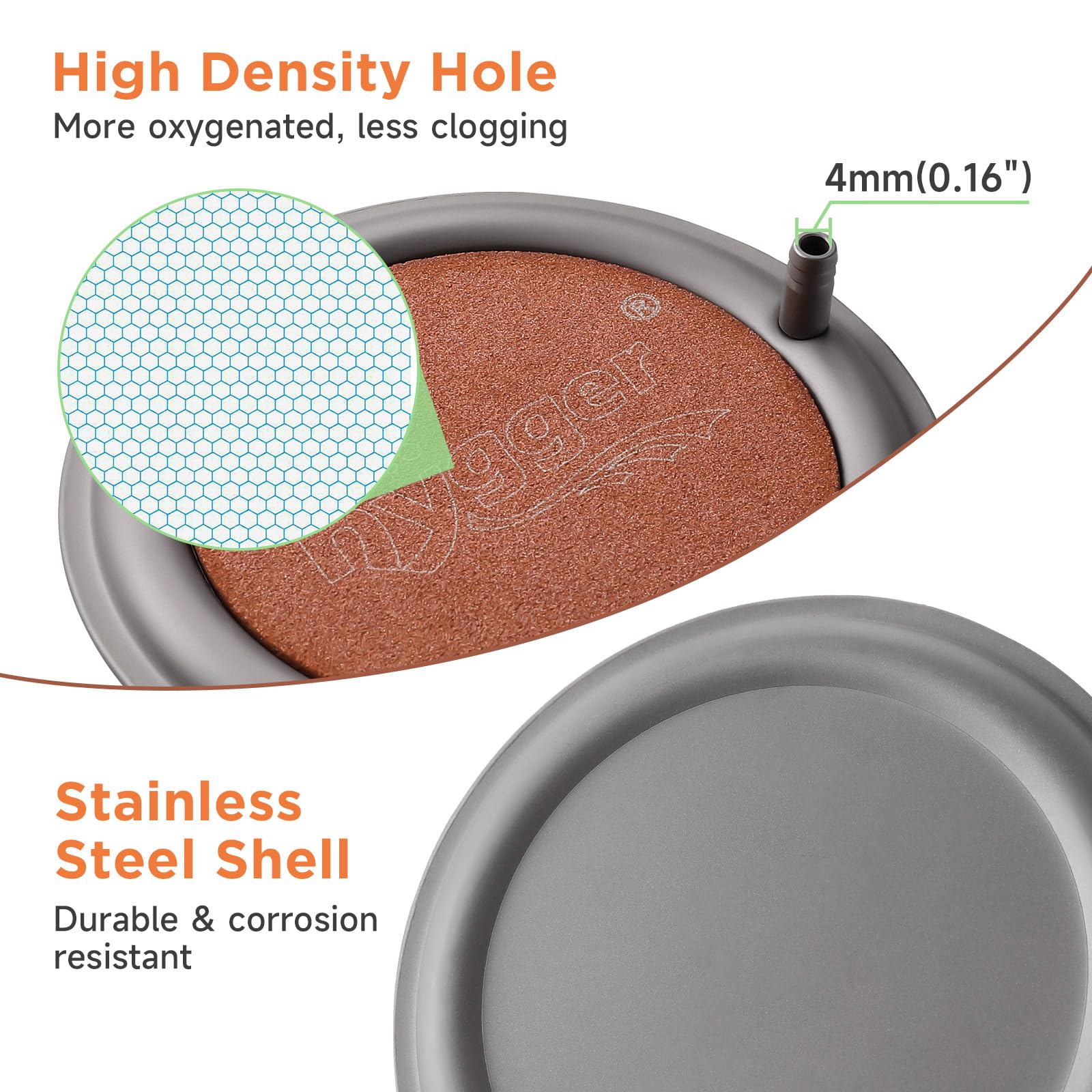 Hygger nano air stone with dense pores delivering steady, small bubbles for gentle aeration