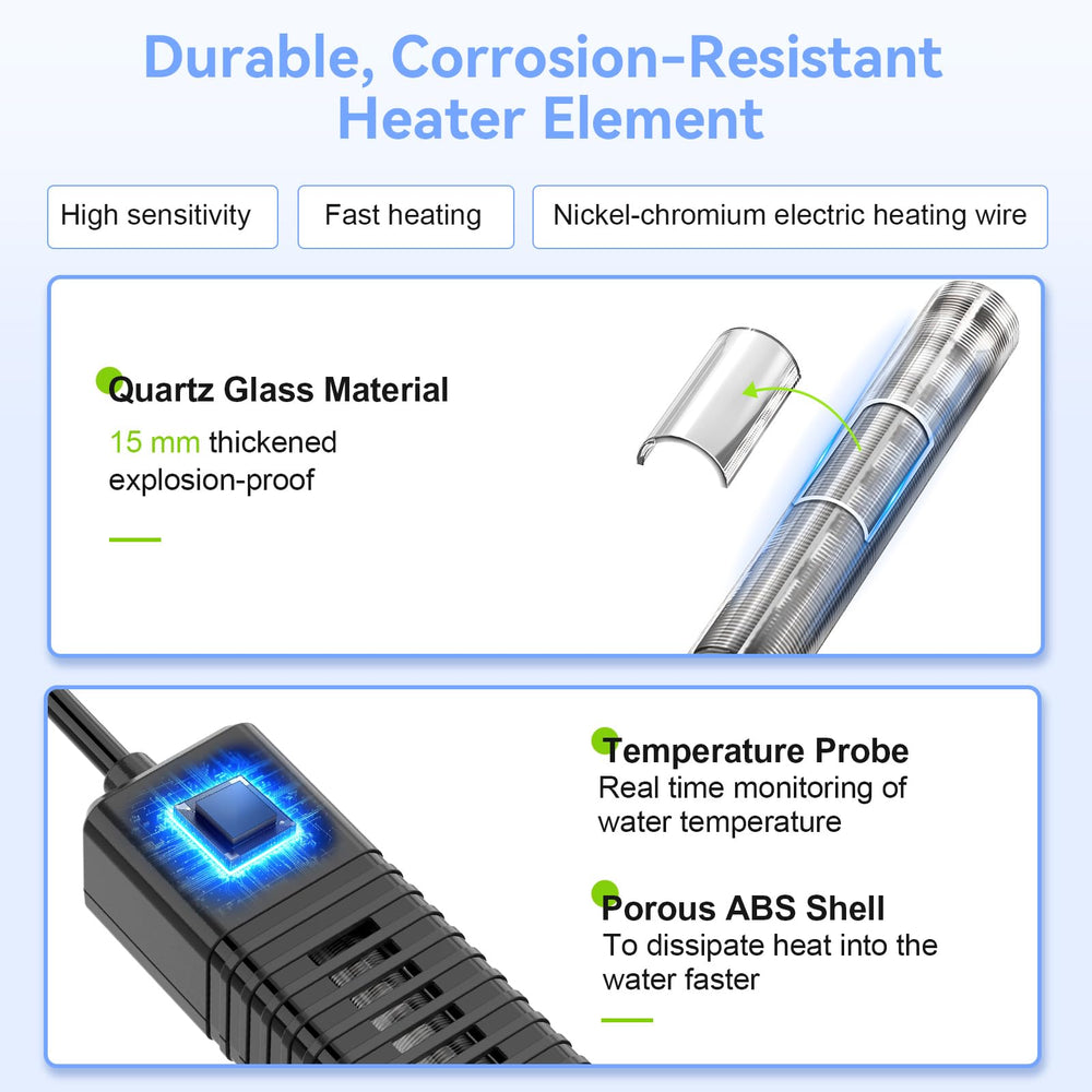 Quartz glass hygger Nano heater designed for durable, safe operation