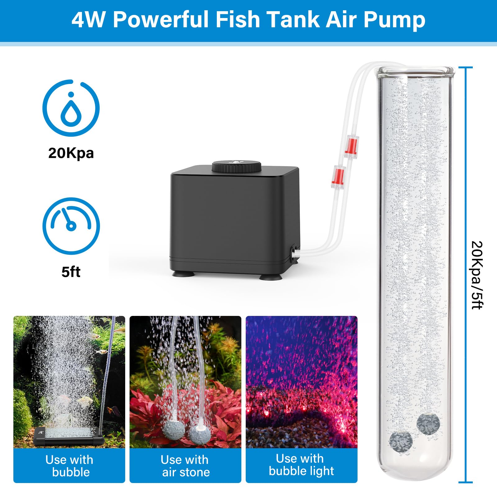 hygger compact pump with long power cord fits a range of setups