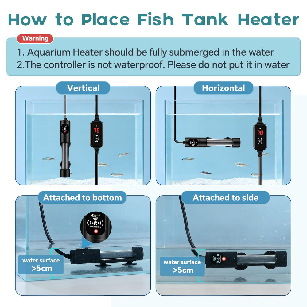Hygger heater uses explosion-proof quartz glass and insulation for safer pets.