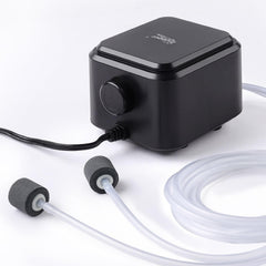 hygger Quiet Aquarium Air Pump top view showcases compact, silent operation for peaceful tanks