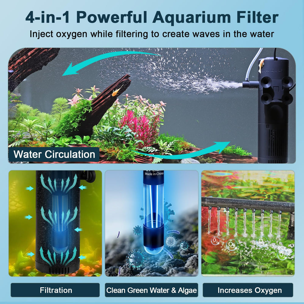 Hygger rain shower pipe distributes water evenly across the tank.
