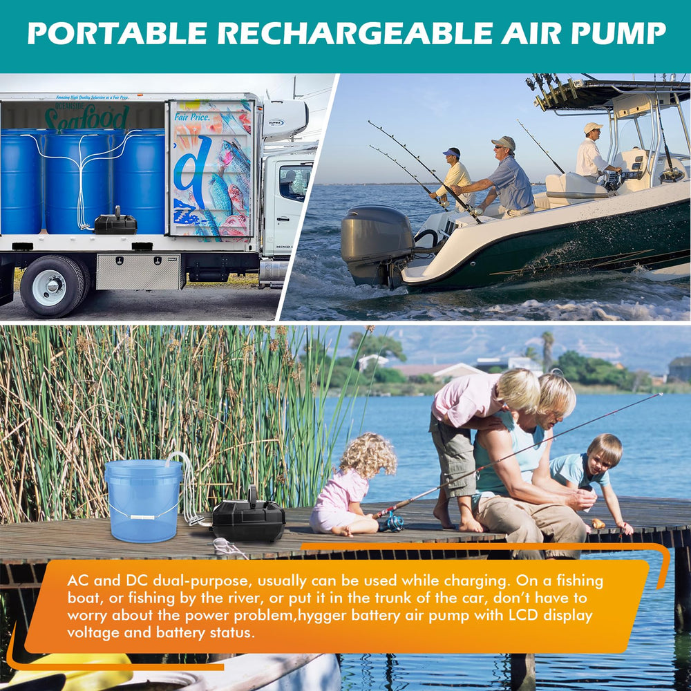 Hygger pump LCD display shows battery and voltage for easy monitoring