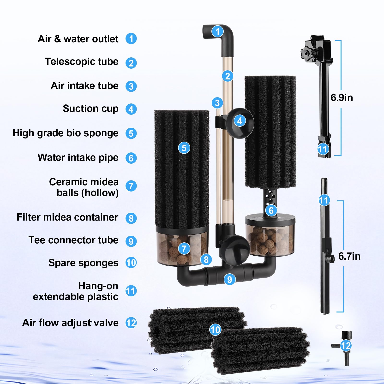 Hygger replaceable sponges for easy maintenance and media customization