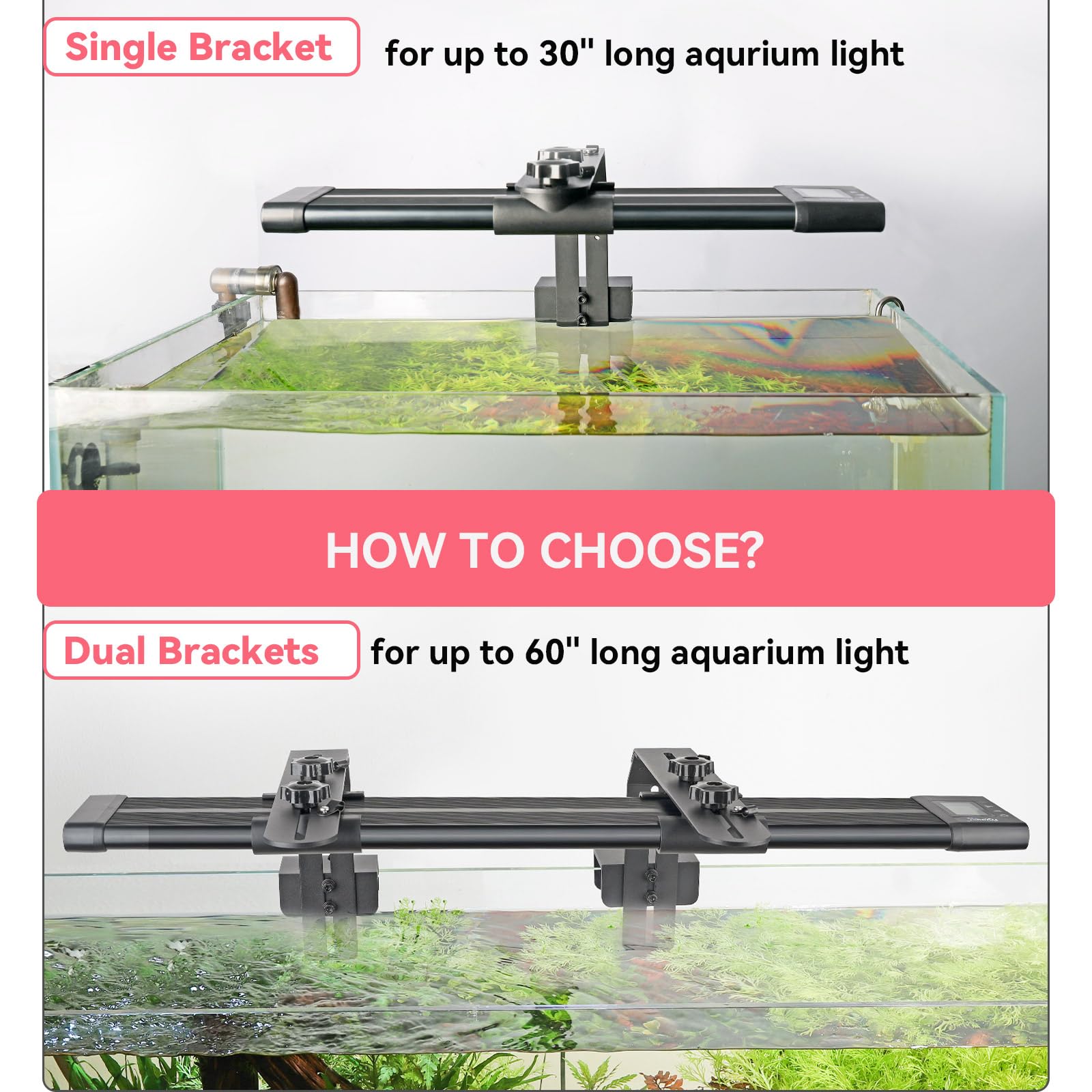Hygger riser tank compatibility fits rimmed and rimless tanks up to 1.7 inches thick.