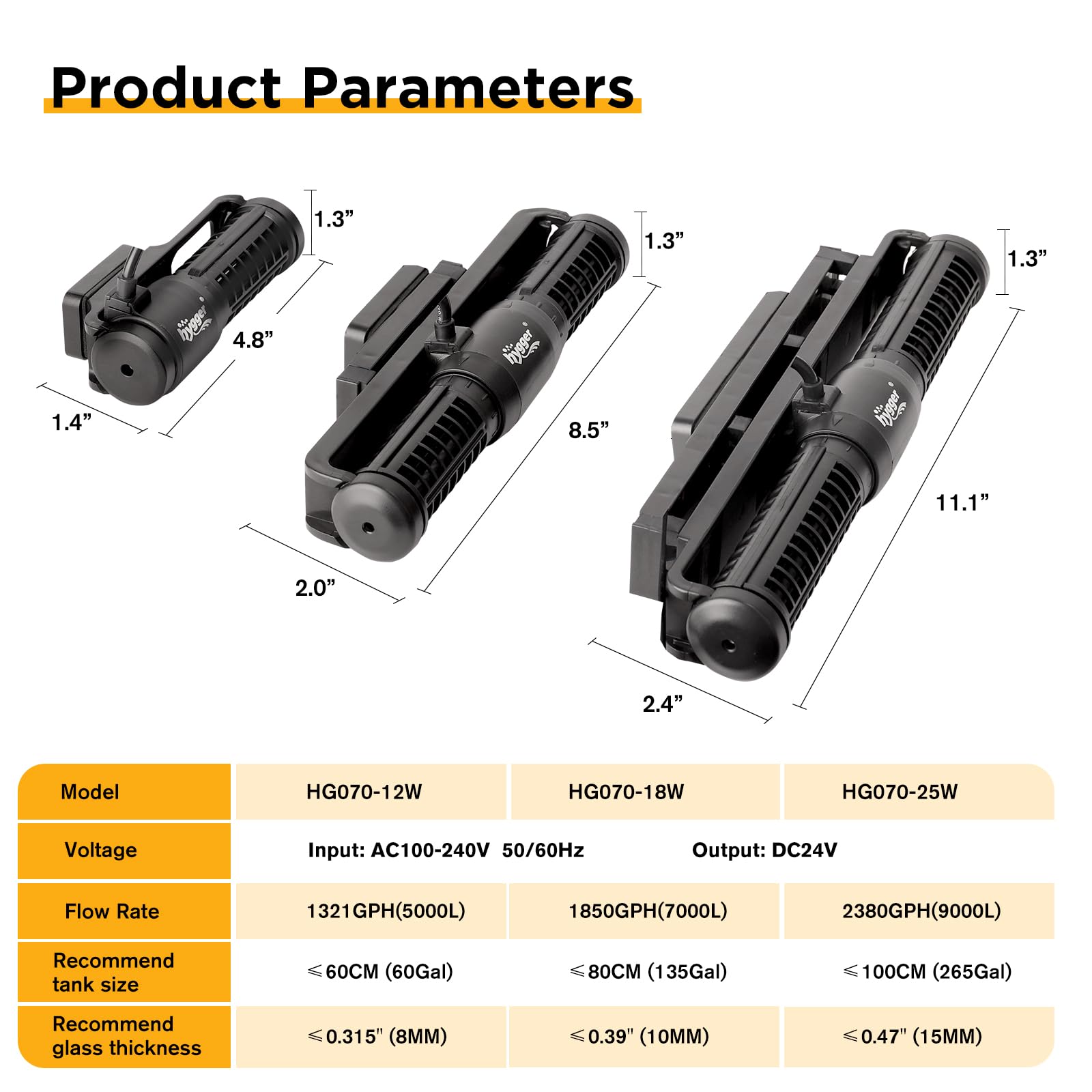 Hygger rotatable head enabling multi-directional flow in tanks.