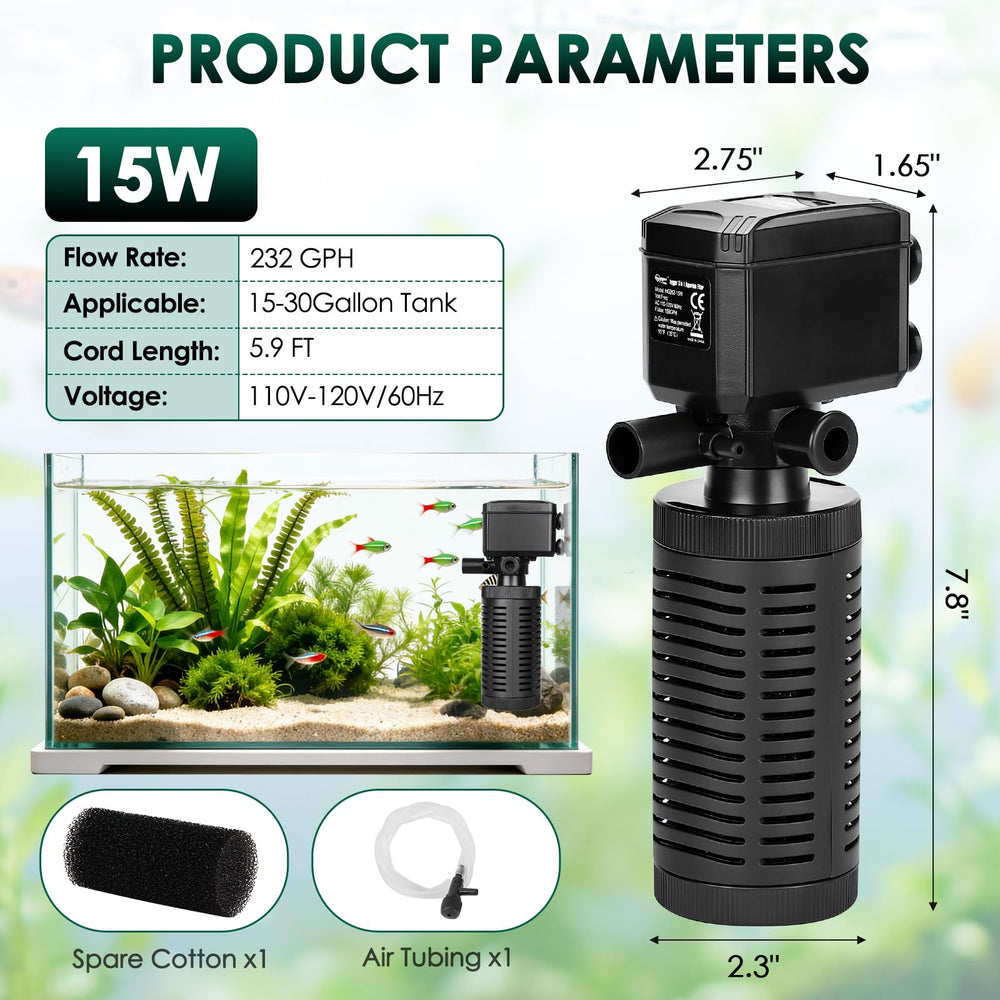 Hygger suitable for saltwater and freshwater tanks in 15-30 gallon range.