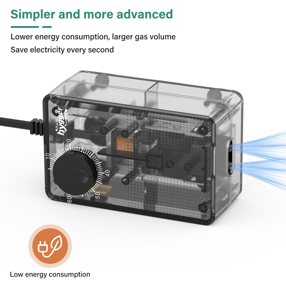 hygger See-Through Air Pump packaging with accessories ready to install