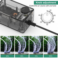 hygger See-Through Air Pump side view highlights compact design for small to medium aquariums
