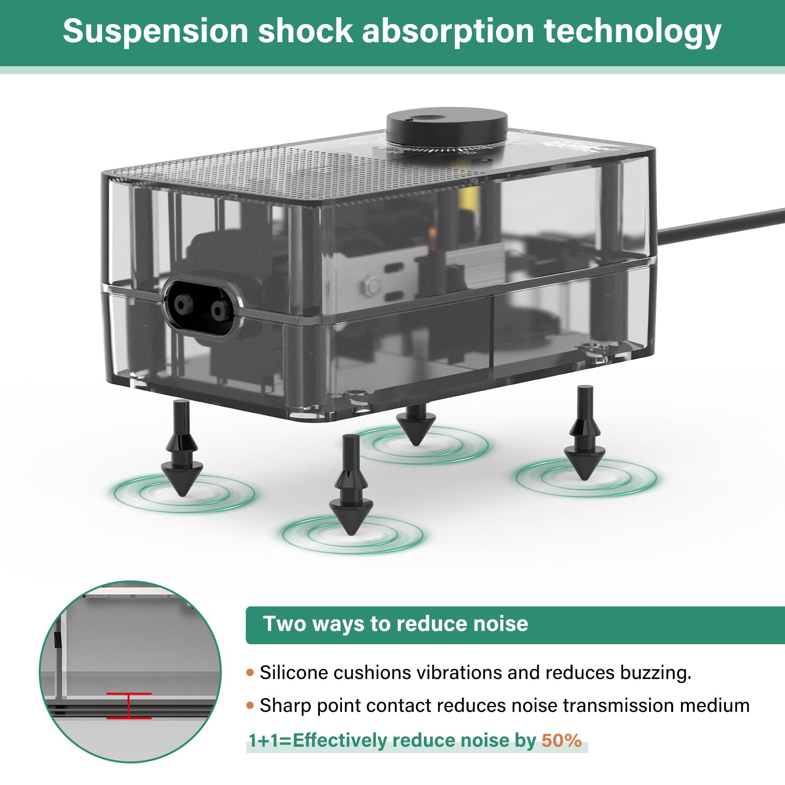 hygger See-Through Air Pump top view shows status and modern aesthetic