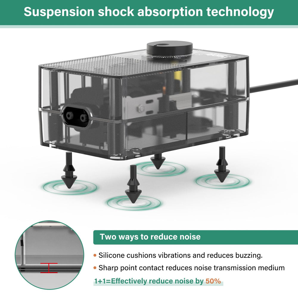 hygger See-Through Air Pump top view shows status and modern aesthetic