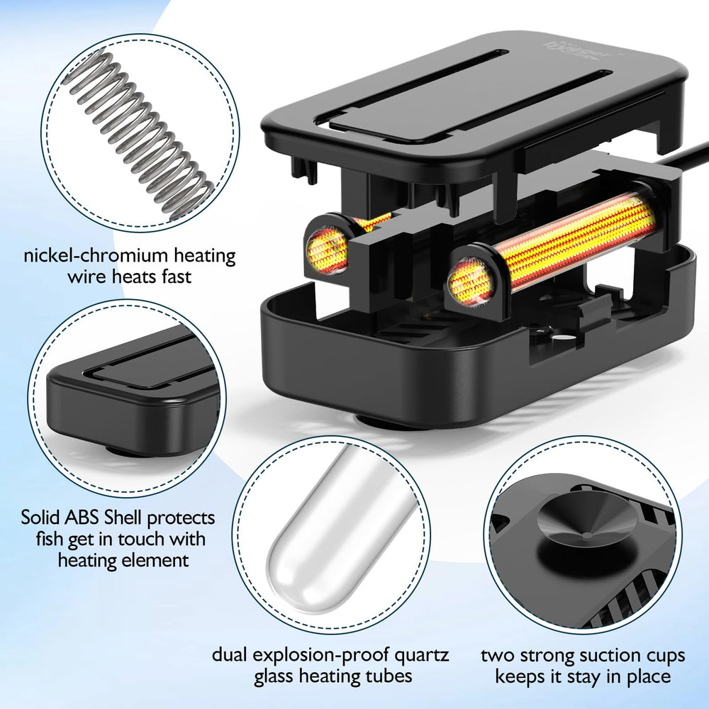 Hygger short heater guard detaches for quick cleaning after use.