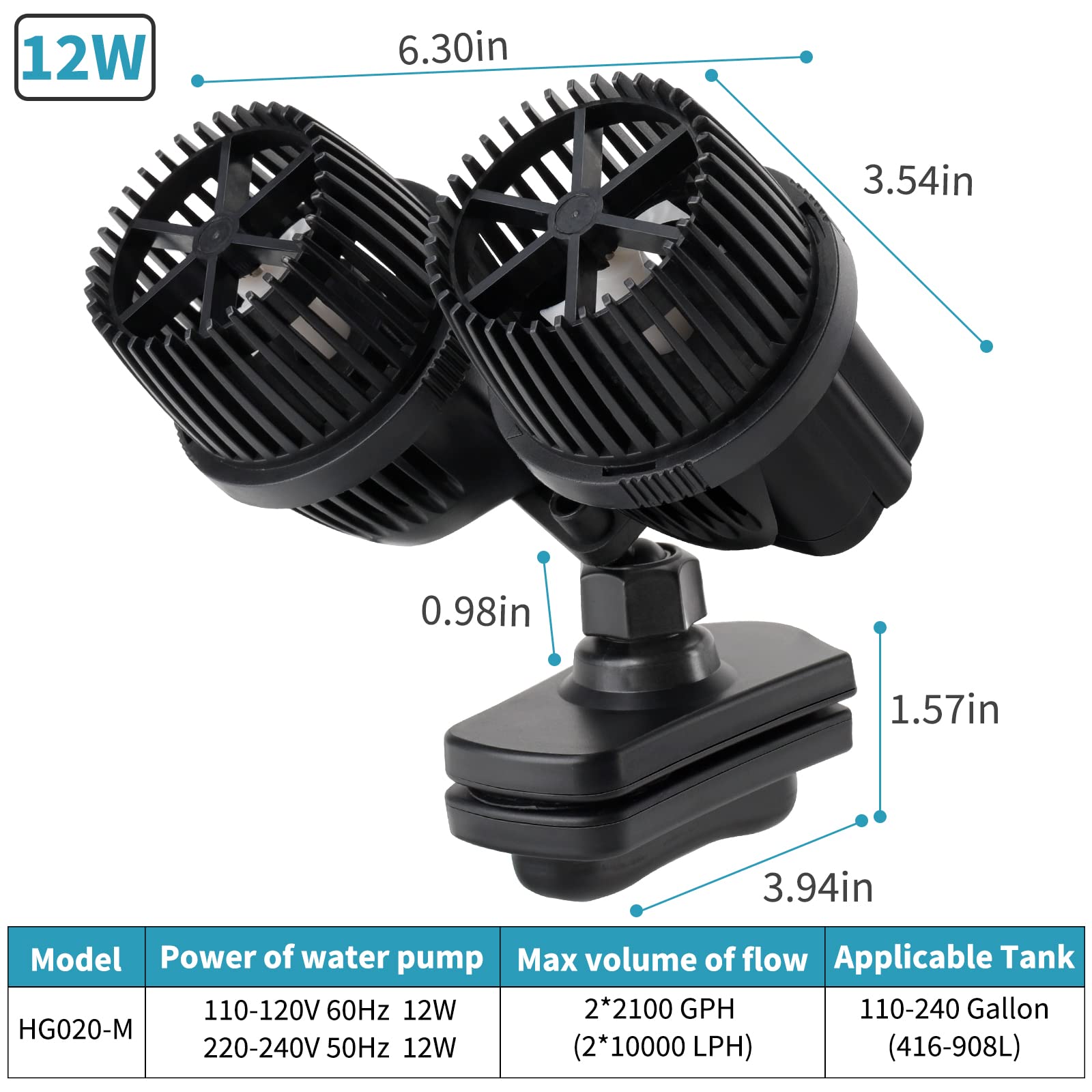 Hygger silent, low-vibration pump for quiet operation in large tanks.